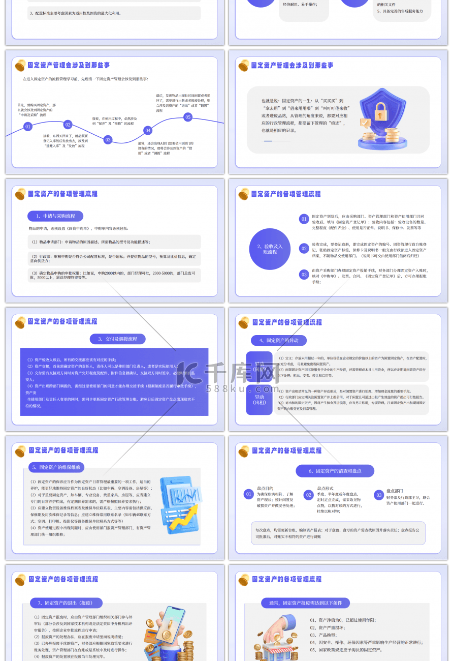 紫色创意企业固定资产管理培训PPT模板