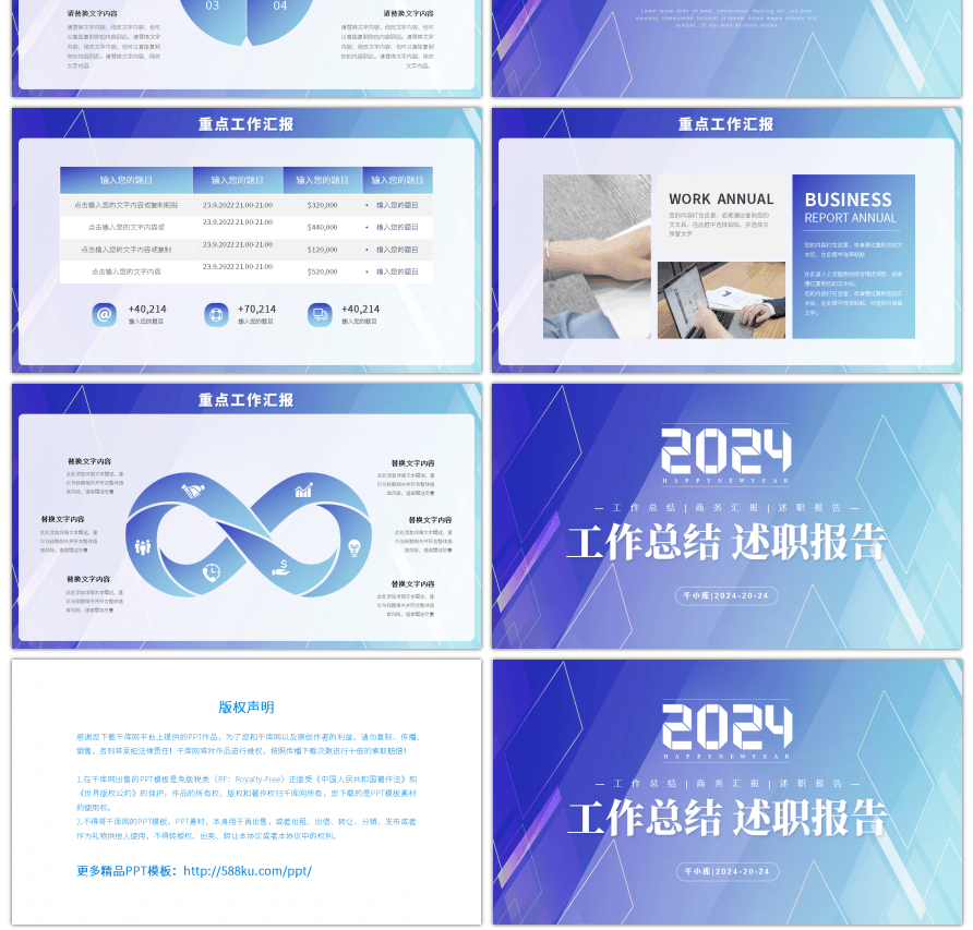 蓝色渐变简约风工作总结述职报告PPT