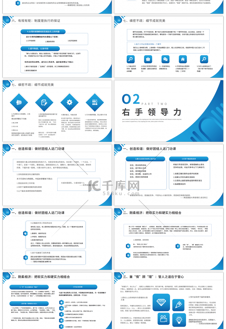 蓝色简约领导力与执行力培训课件PPT模板