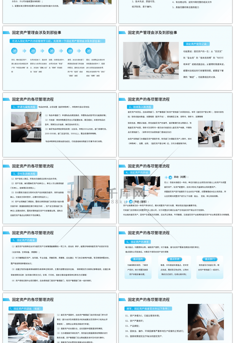 蓝色商务企业固定资产管理培训课件PPT模