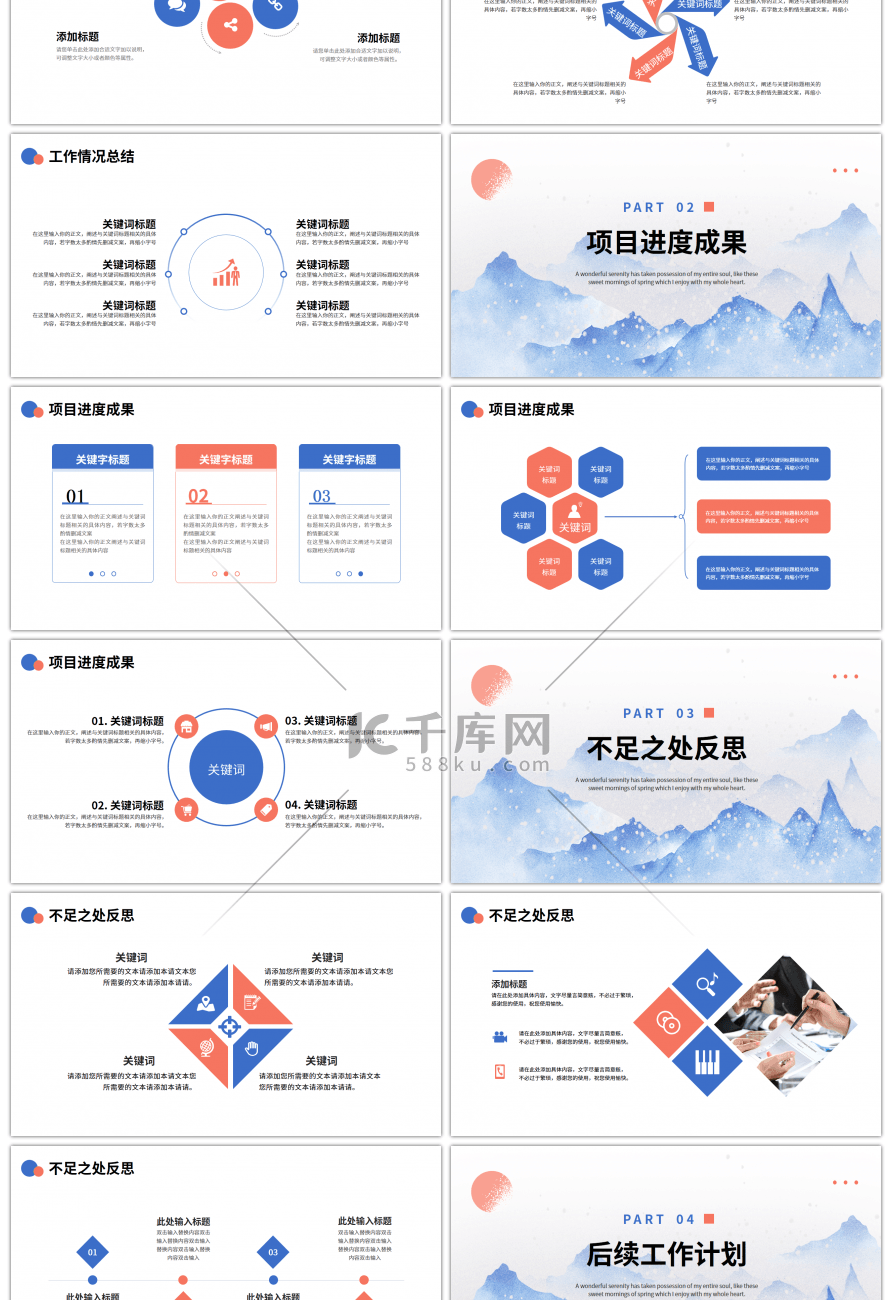 蓝色橙色新跨越简约年终述职工作总结计划汇报PPT幻灯片模板