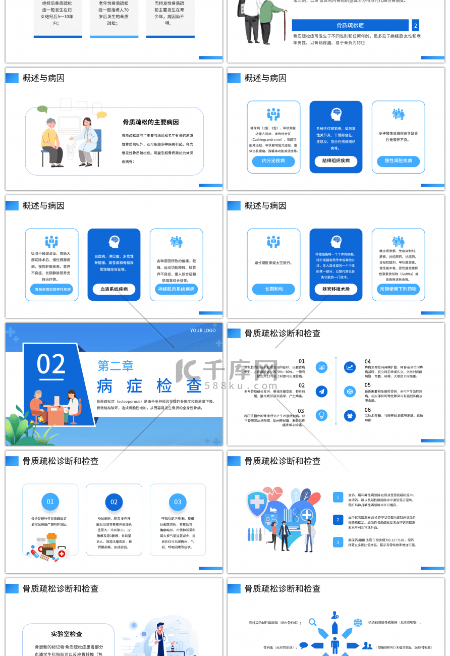 医疗蓝色渐变骨质疏松症培训PPT模板