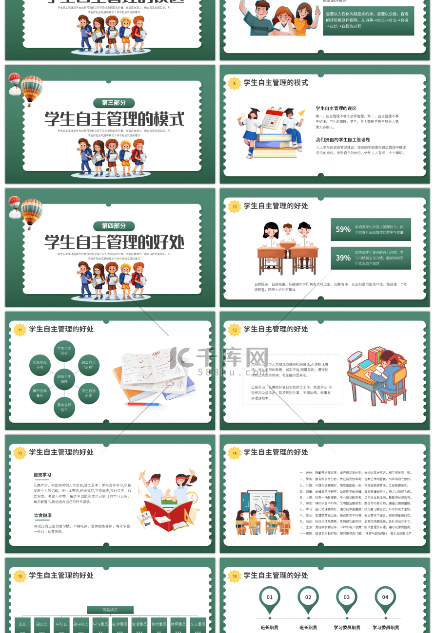 让学生快乐成长自主管理教育培训PPT模板