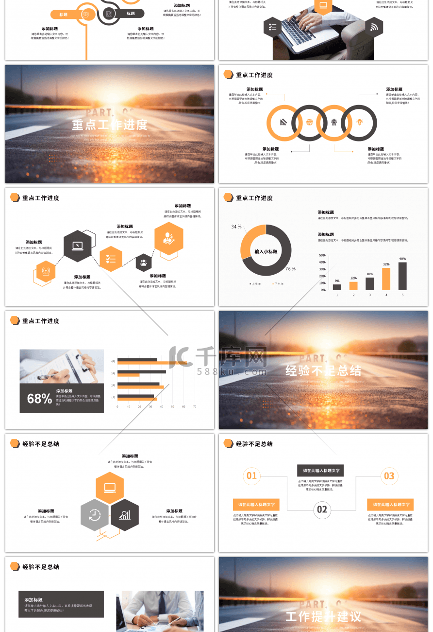 橙色商务风工作汇报ppt模板