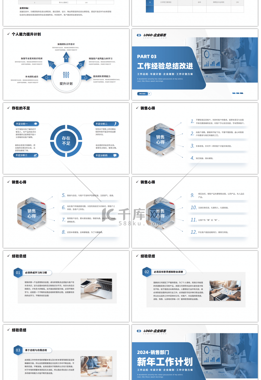 蓝色商务风销售部门新年工作计划PPT