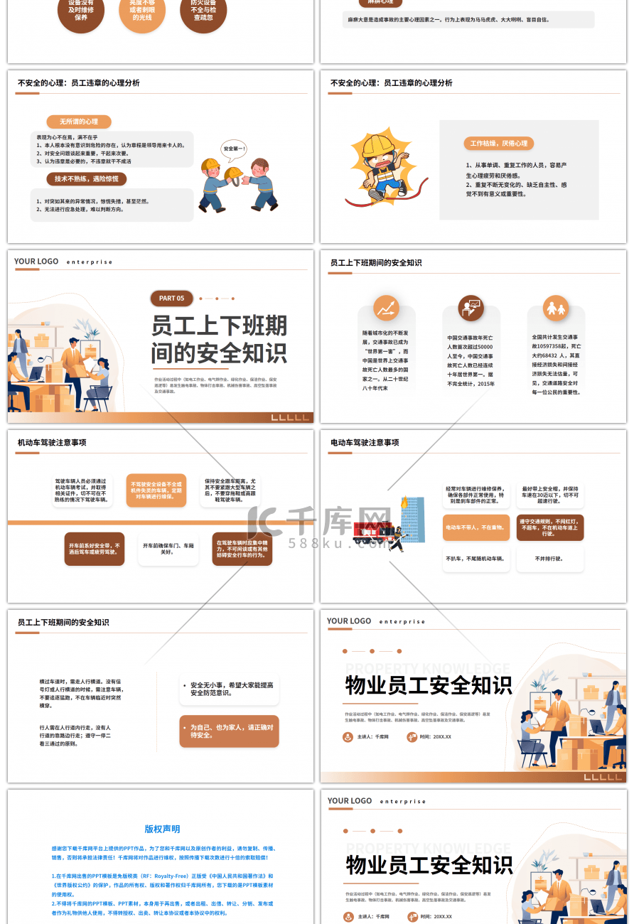 简约商务物业员工安全知识讲座PPT模板