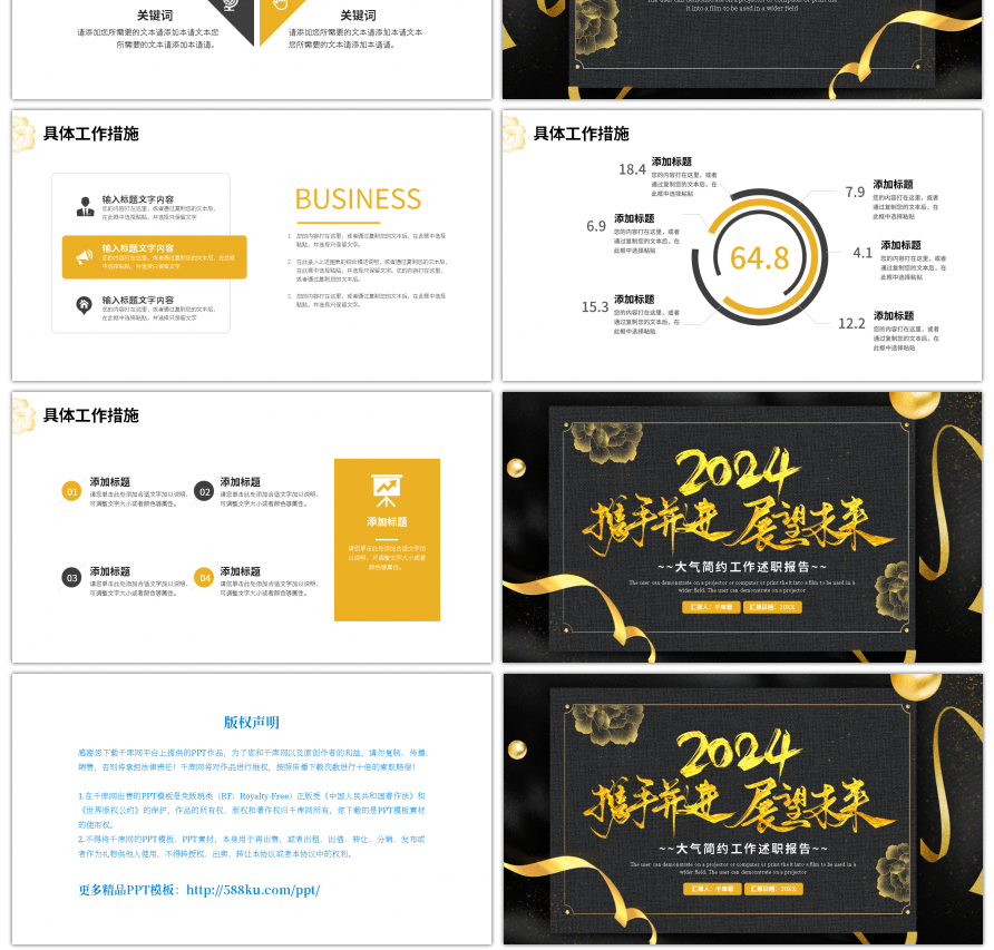黑金色商务工作述职报告PPT模板