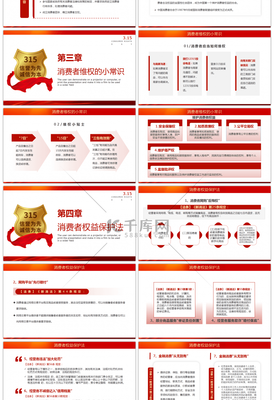 红色大气315消费者权益日PPT模板