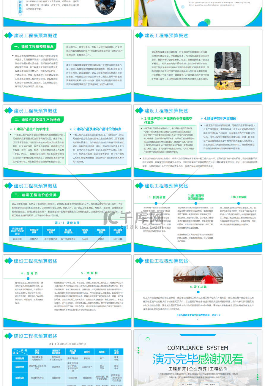 蓝色简约建设工程概预算概述PPT模板
