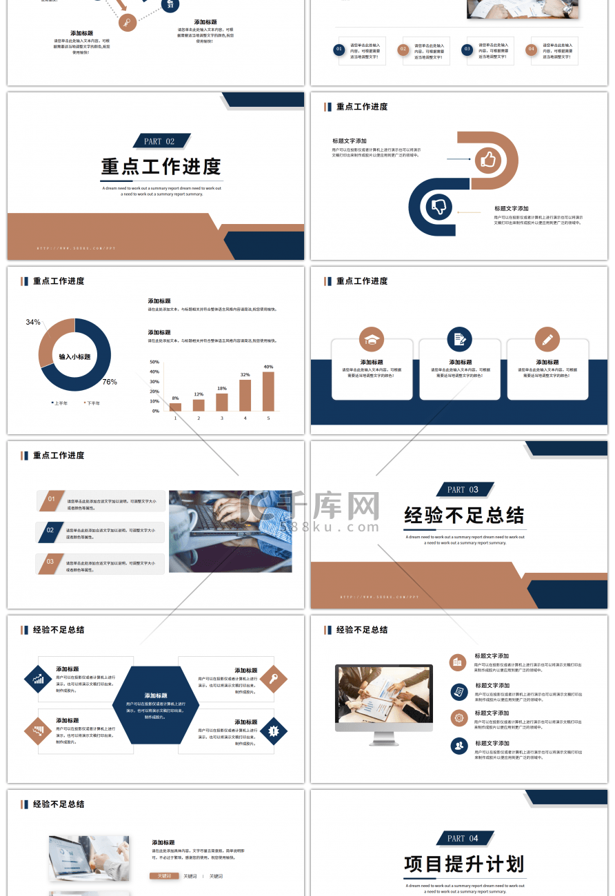 蓝色棕色商务风企业商业计划书ppt模板