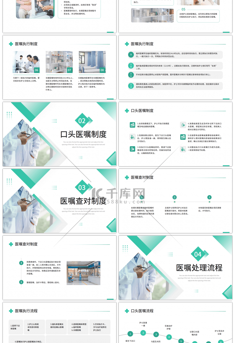 绿色简约医嘱执行制度PPT模板