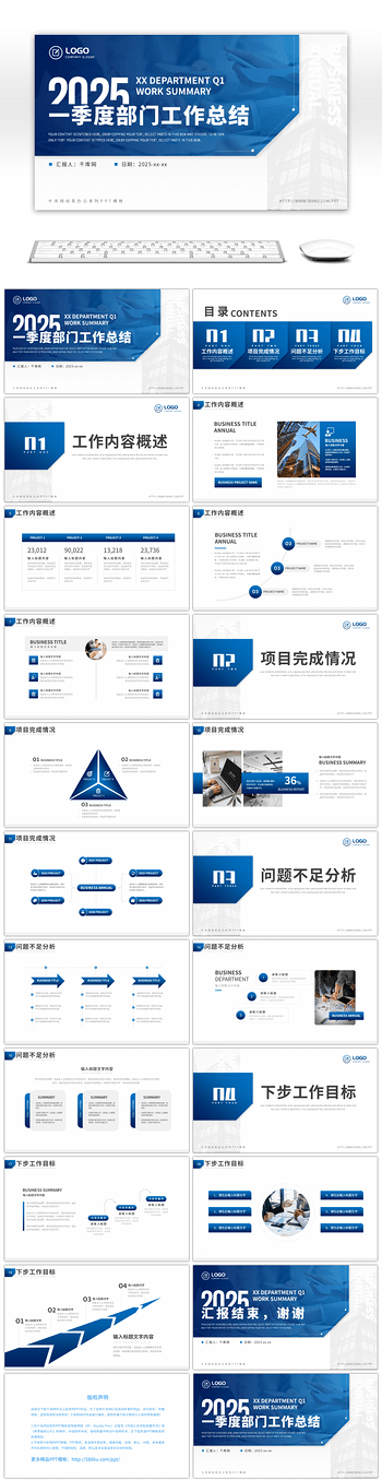 2025第一季度商务工作总结PPT模板