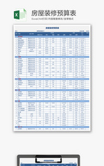 财务房屋装修预算表excel模板