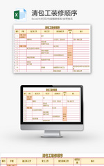 清包工装修顺序表格Excel模板