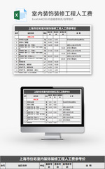 室内装饰装修工程人工费Excel模板