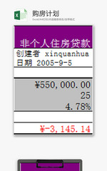 日常办公购房计划Excel模板