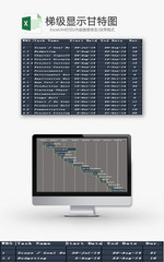 日常办公梯级显示甘特图表Excel模板