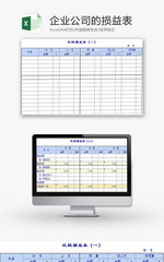 财务报表企业公司的损益表Excel模板