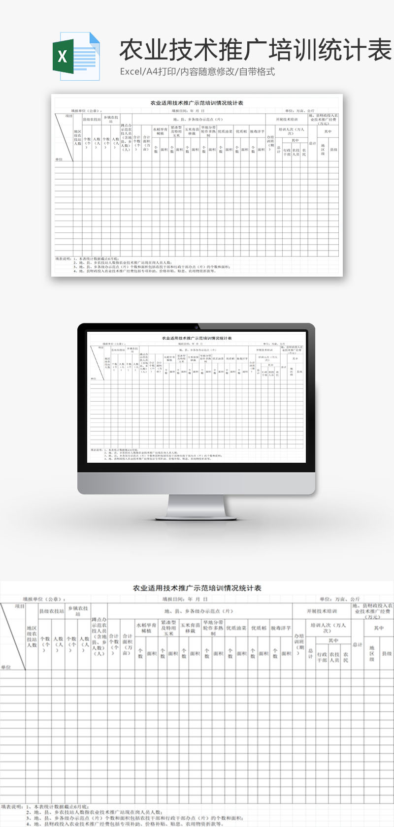 技术推广示范培训情况统计表EXCEL模板