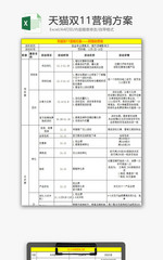 日常办公天猫双11营销方案Excel模板