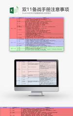 日常办公双十一备战注意事项Excel模板