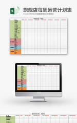 日常办公旗舰店每周运营计划Excel模板