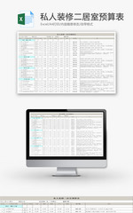 私人装修二居室预算表EXCEL模板