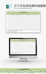三个月无异动滞料明细表Excel模板