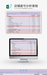 店铺盈亏分析表格EXCEL模板