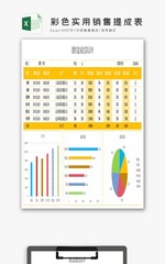 彩色实用销售提成表Excel图表模板