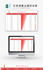 红色销售业绩排名表Excel模板