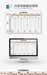 抖音号数据运营表Excel模板