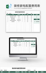 装修家电配置费用表Excel模板