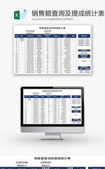 销售额查询及提成统计表Excel模板