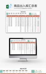 商品出入库汇总表Excel模板