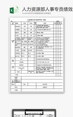 人力资源部人事专员绩效考核表Excel模