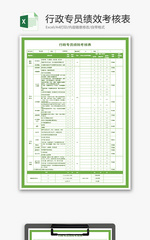 行政专员绩效考核表Excel模板