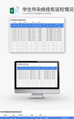 学生传染病痊愈返校情况登记单Excel模