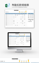 考勤扣款明细表Excel模板