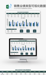销售业绩类型可视化数据图表Excel模板
