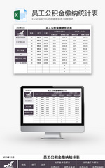 员工公积金缴纳统计表Excel模板