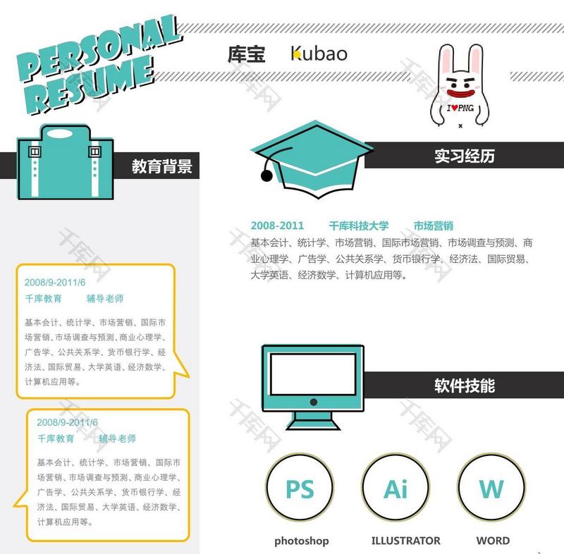 绿色清新风大学应届生市场营销通用求职简历