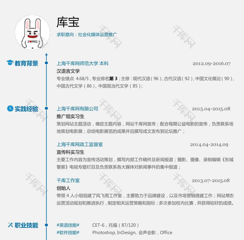 媒体运营推广简历大学毕业生简历模板