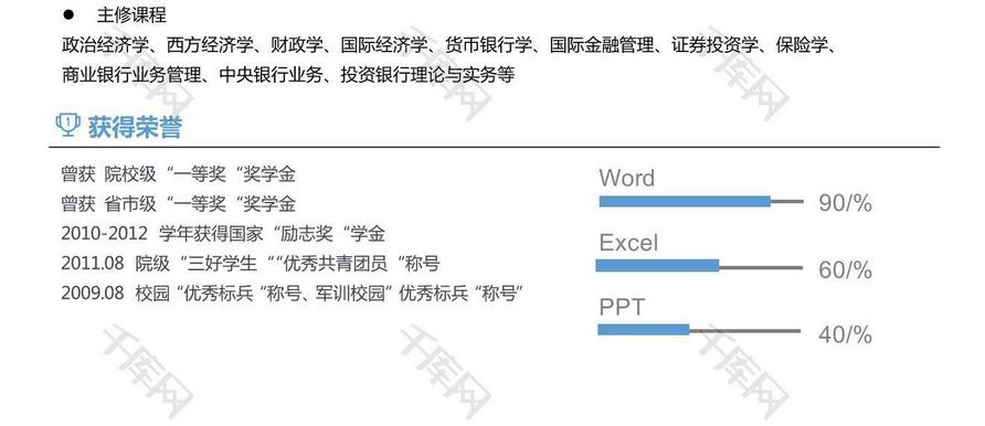 银行柜员求职大学生简历模板