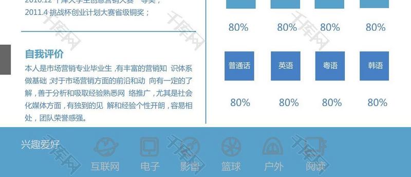 稳重蓝色大学应届生销售word简历模板