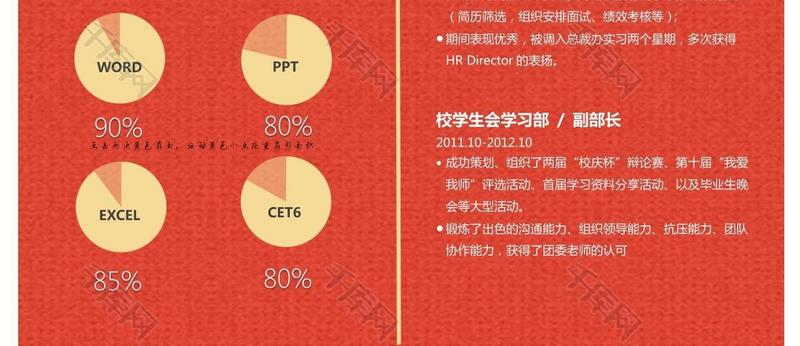 红色肌理红色肌理风格大红简历模板Word