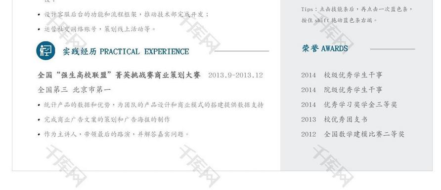 蓝色欧美风产品运营简历模板