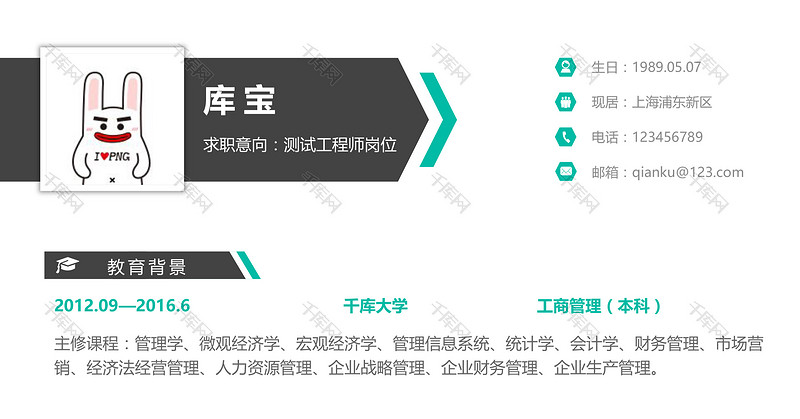 创意时尚清新软件测试工程师求职简历