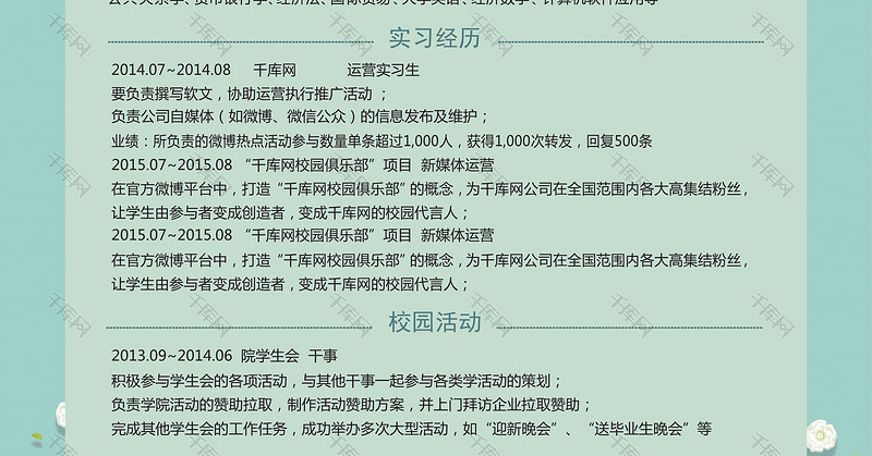 简洁新媒体运营个人简历模板