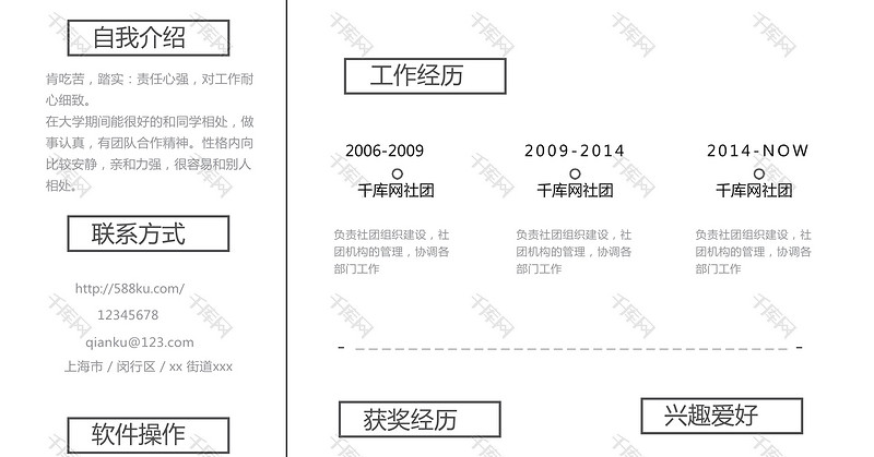 青色方框淡雅广告设计师word简历模板